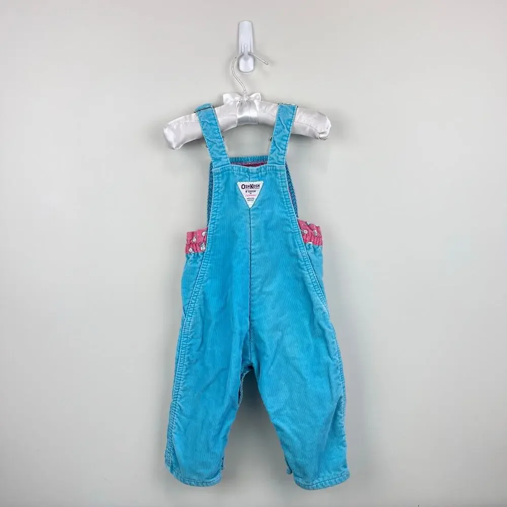 Vintage OshKosh Blue Corduroy Snowman Overalls 24 Months USA